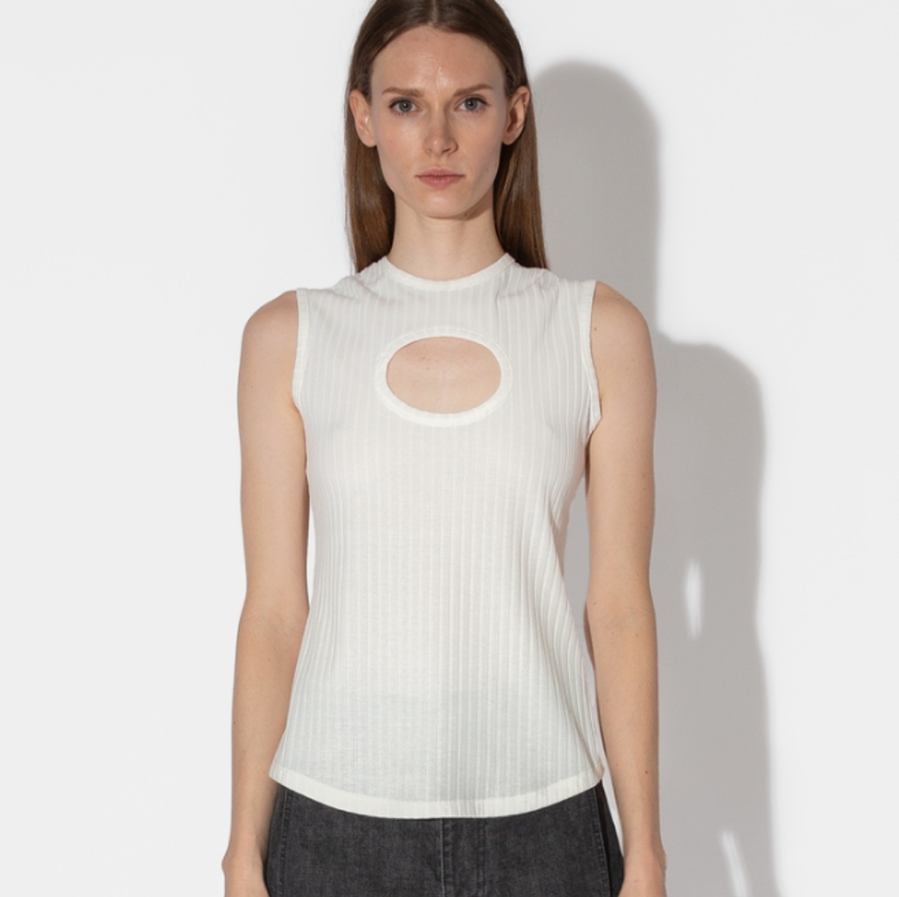 Nomia Cutout Circle Tank Top White Medium
